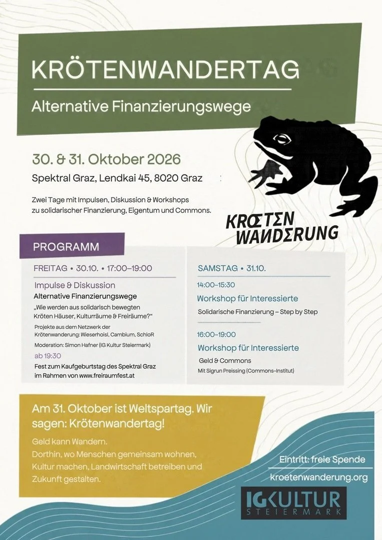 KRÖTENWANDERTAG: Alternative Finanzierungswege